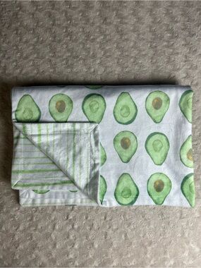 SL Home Fashions Avocado Baby Blanket Green White Stripes Security Lovey